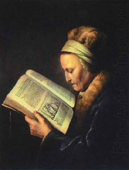 Portrait of an old woman reading, Gerrit Dou